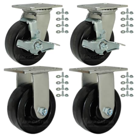 Mapp Caster Tool Box and Job Box Casters, 5 Phenolic Wheel Casters, 4000# Cap., PK4 146DURB520-TOOLBOX